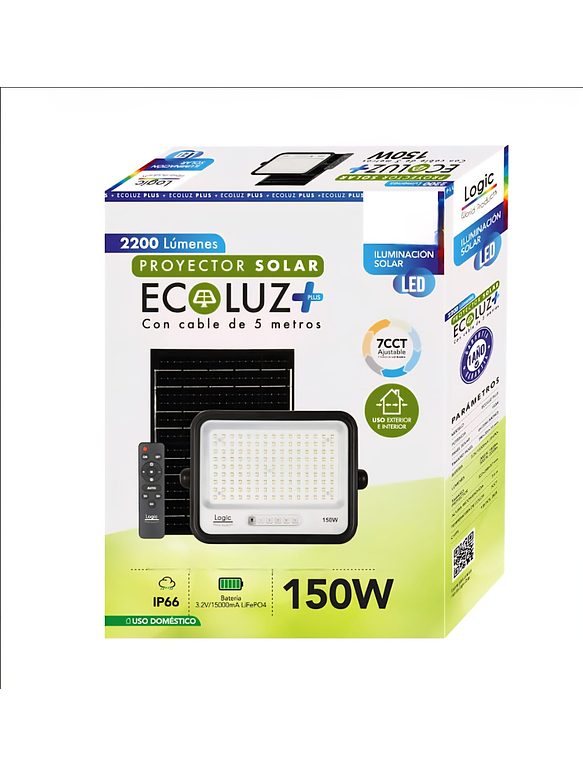 Proyector solar LED Ecoluz 150W 7CCT IP66 luz ajustable 4
