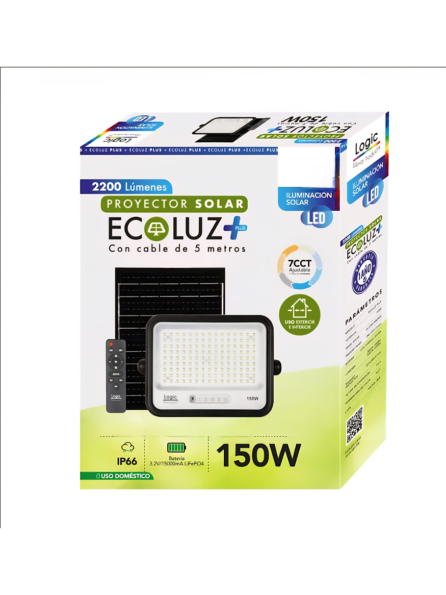 Proyector solar LED Ecoluz 150W 7CCT IP66 luz ajustable 4