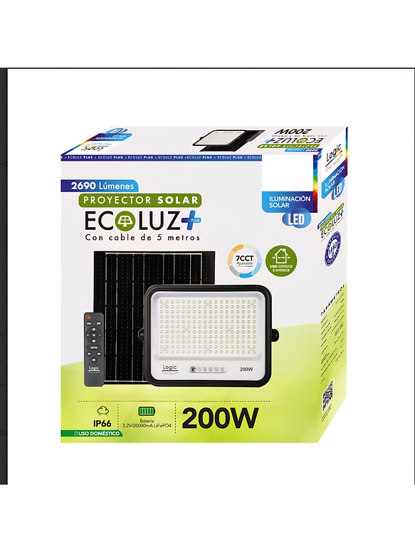 Proyector solar LED Ecoluz 200W 7CCT IP66 luz ajustable 3