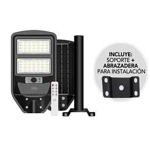 Luminaria peatonal solar 100W luz fría con sensor PIR IP65