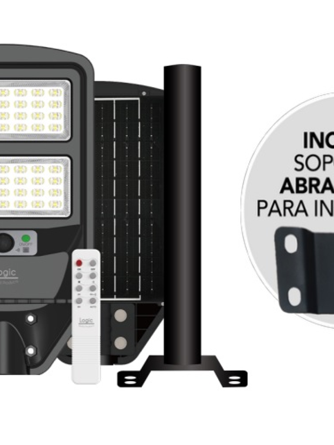 Luminaria peatonal solar 100W luz fría con sensor PIR IP65 1