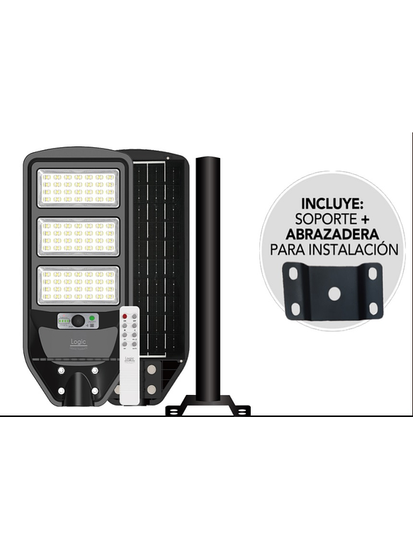 Luminaria peatonal solar 150W luz fría con sensor PIR IP65 1