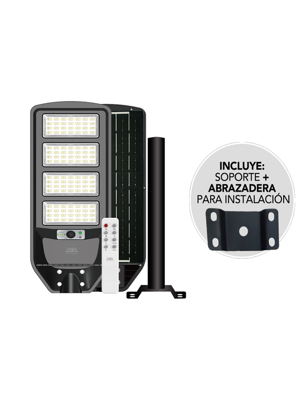 Luminaria peatonal solar 200W luz fría con sensor PIR IP65 1