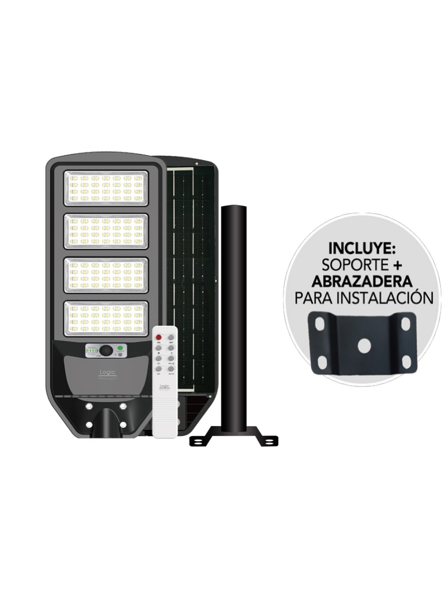 Luminaria peatonal solar 200W luz fría con sensor PIR IP65 1