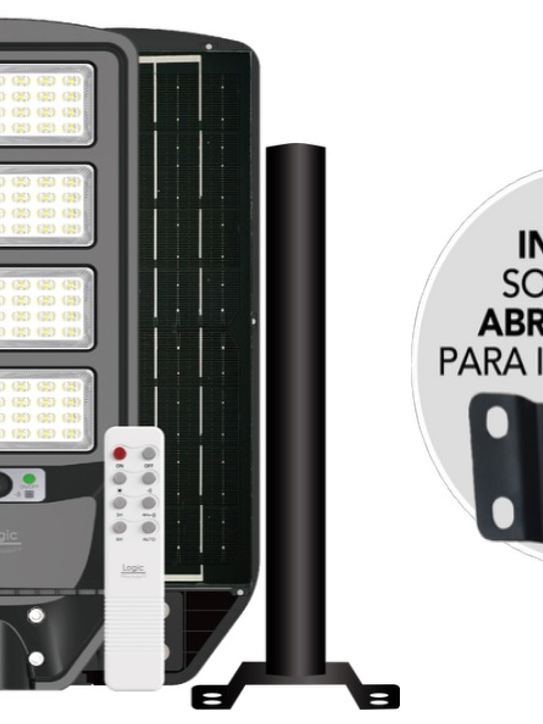 Luminaria peatonal solar 200W luz fría con sensor PIR IP65 1