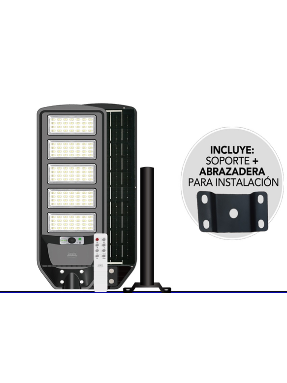 Luminaria peatonal solar 250W luz fría con sensor PIR IP65 1