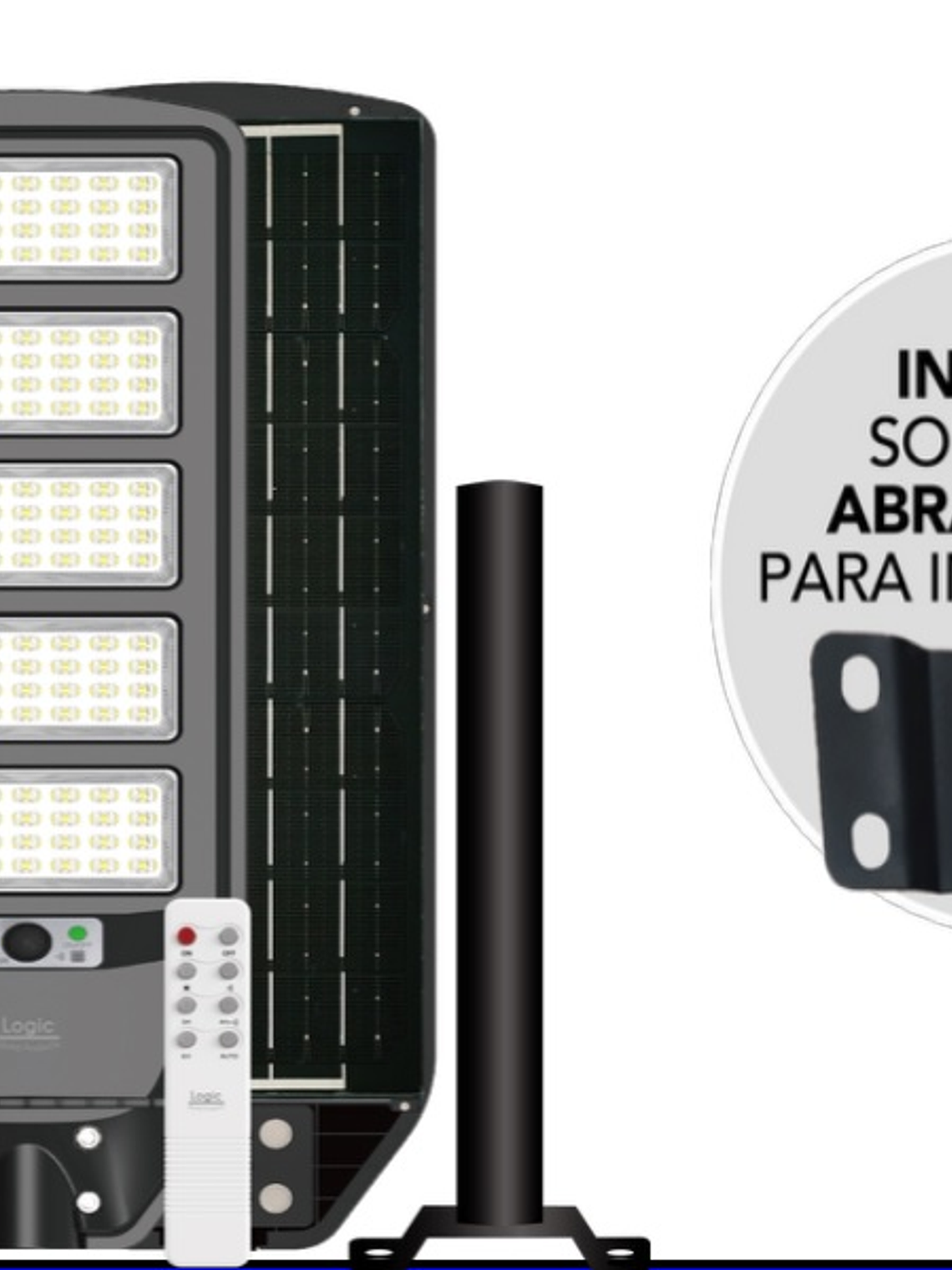 Luminaria peatonal solar 250W luz fría con sensor PIR IP65 1