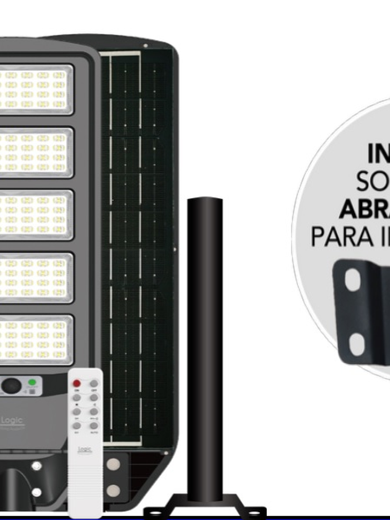 Luminaria peatonal solar 250W luz fría con sensor PIR IP65 1