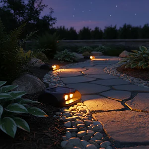 Luminaria Piso LED Solar Bifocal Luz Cálida IP65