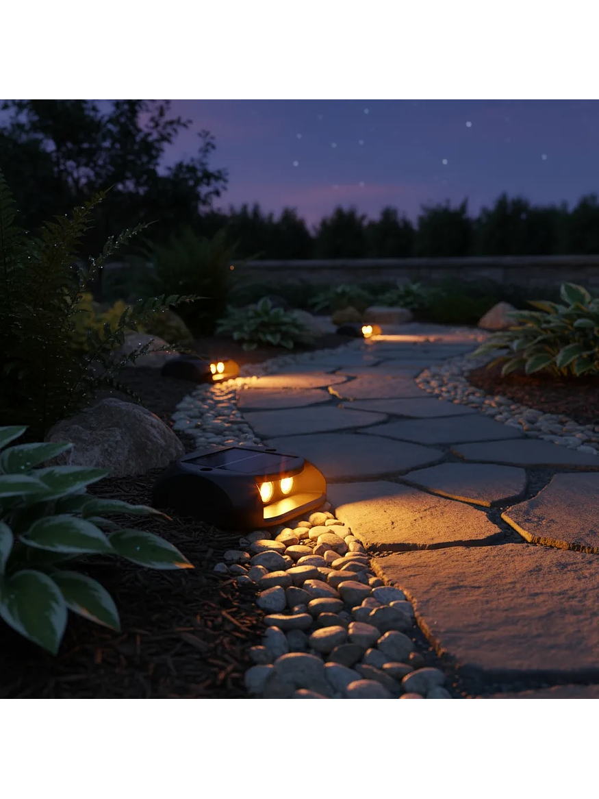 Luminaria Piso LED bifocal solar 3000K luz cálida IP65 3