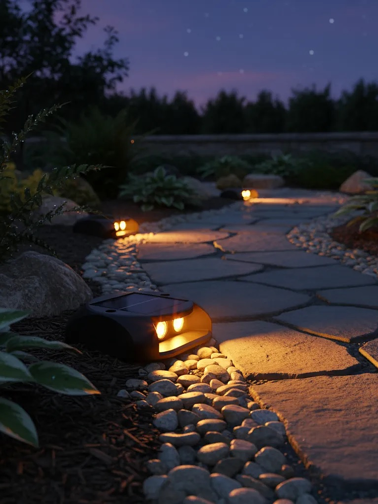 Luminaria Piso LED bifocal solar 3000K luz cálida IP65 3