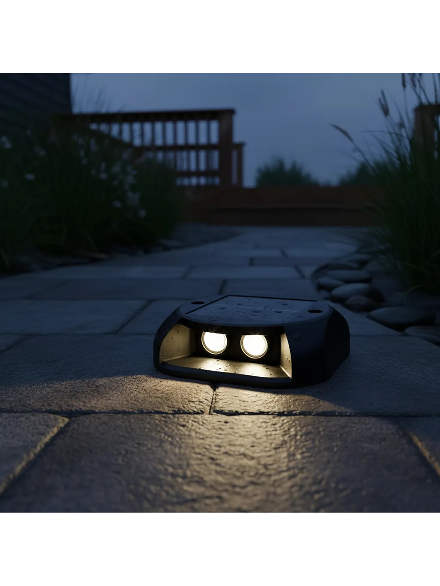 Luminaria Piso LED bifocal solar 3000K luz cálida IP65 6