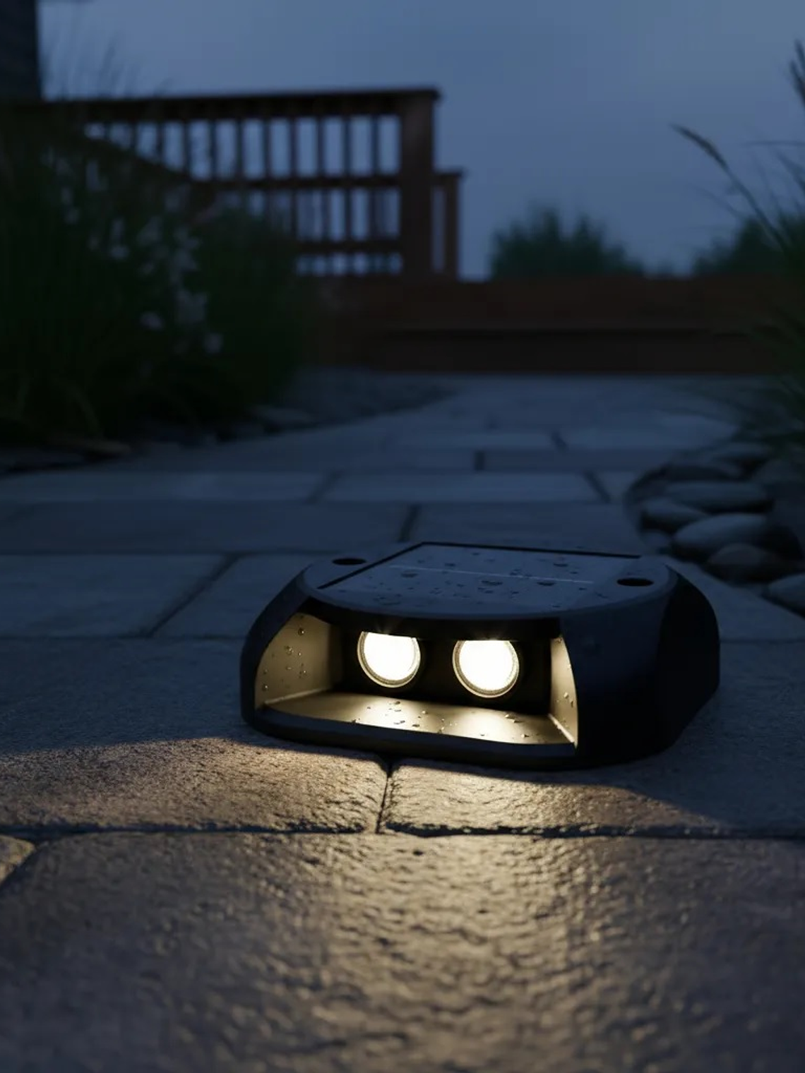 Luminaria Piso LED bifocal solar 3000K luz cálida IP65 6