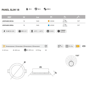 Panel LED Embutido Redondo 18W KATRO ROBLAN Luz Fría 