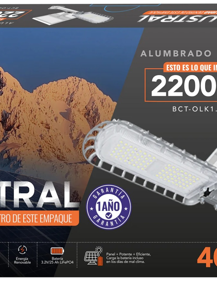Luminaria solar pública LED AUSTRAL 400W luz fría IP65 7