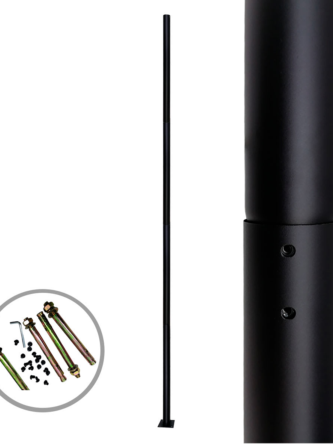 Poste metálico armable 3 metros 54 mm color negro 1