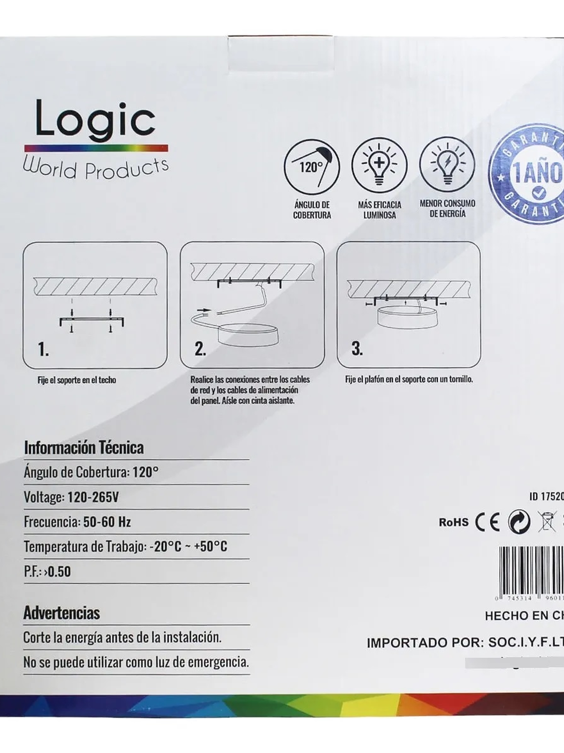 Plafón LED sobrepuesto 24W 3CCT luz seleccionable 3000K/4000K/6500K 6