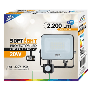 Proyector LED SOFTLIGHT 20W luz fría sensor PIR IP65 SEC