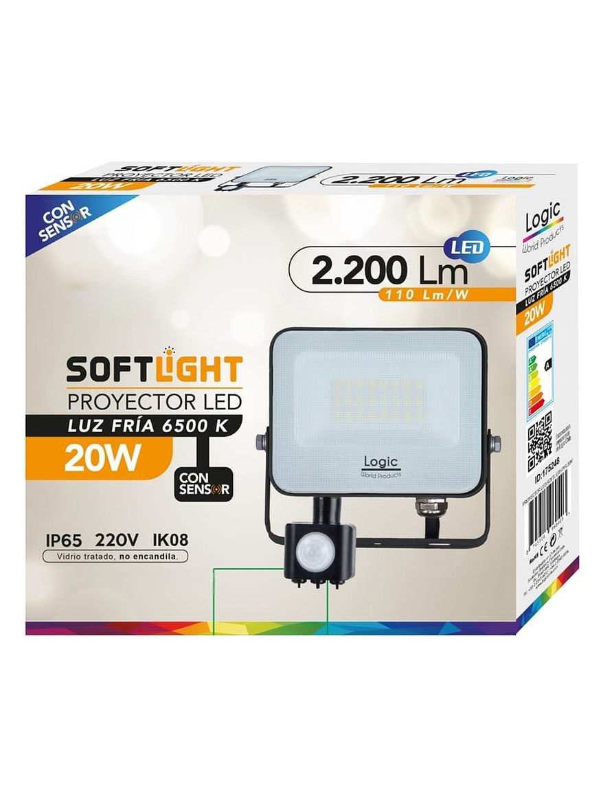 Proyector LED SOFTLIGHT 20W luz fría sensor PIR IP65 SEC 2