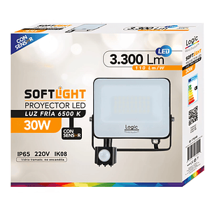 Proyector LED SOFTLIGHT 30W luz fría sensor PIR IP65 SEC