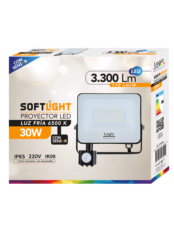 Proyector LED SOFTLIGHT 30W luz fría sensor PIR IP65 SEC 2