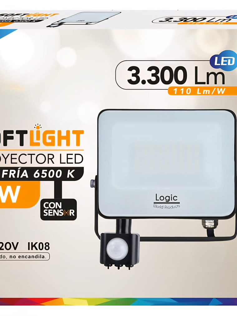 Proyector LED SOFTLIGHT 30W luz fría sensor PIR IP65 SEC 2