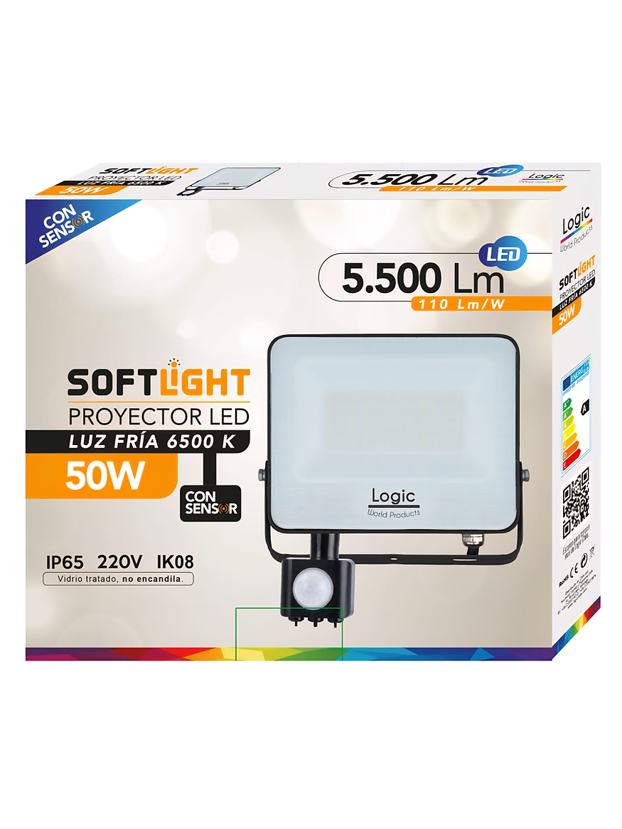 Proyector LED SOFTLIGHT 50W luz fría sensor PIR IP65 SEC 3