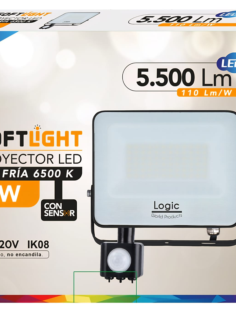 Proyector LED SOFTLIGHT 50W luz fría sensor PIR IP65 SEC 3