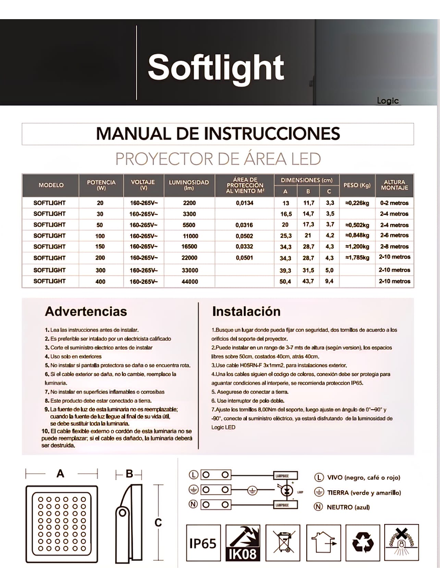 Proyector LED DS1 300W 2000K Luz Cálida SOFTLIGHT IP65 3