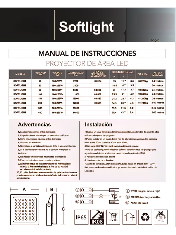Proyector LED DS1 400W 2000K Luz Cálida SOFTLIGHT IP65 4