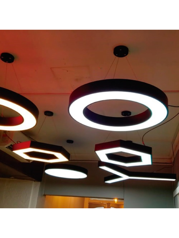 Lámpara Colgante Circular LED 48W Luz Fría Negra Ø60 3