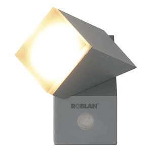 Aplique LED Exterior ZOA ROBLAN 8W Luz Cálida Sensor IP54 Plata