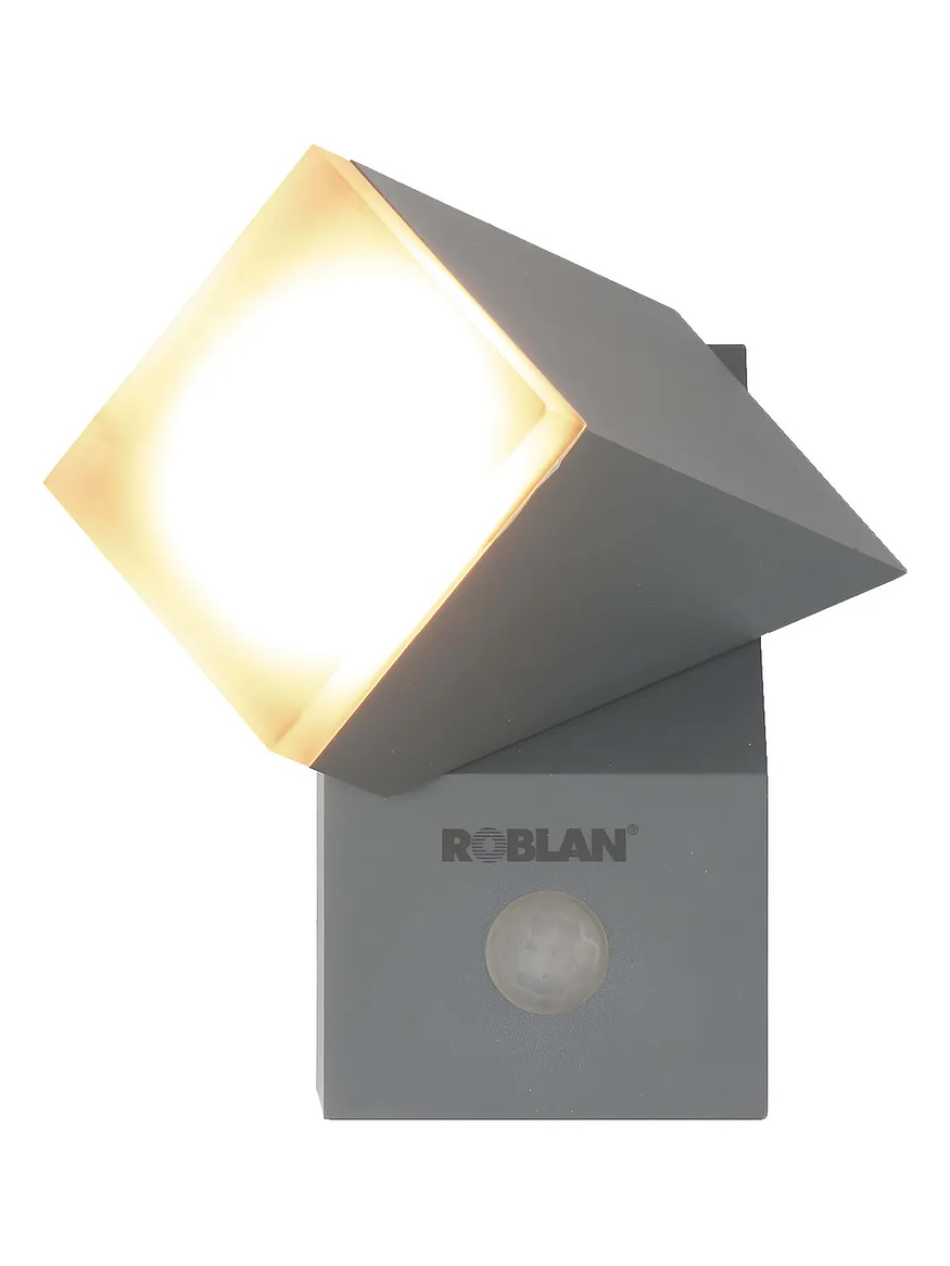 Aplique LED Exterior ZOA ROBLAN 8W Luz Cálida Sensor IP54 Plata 1