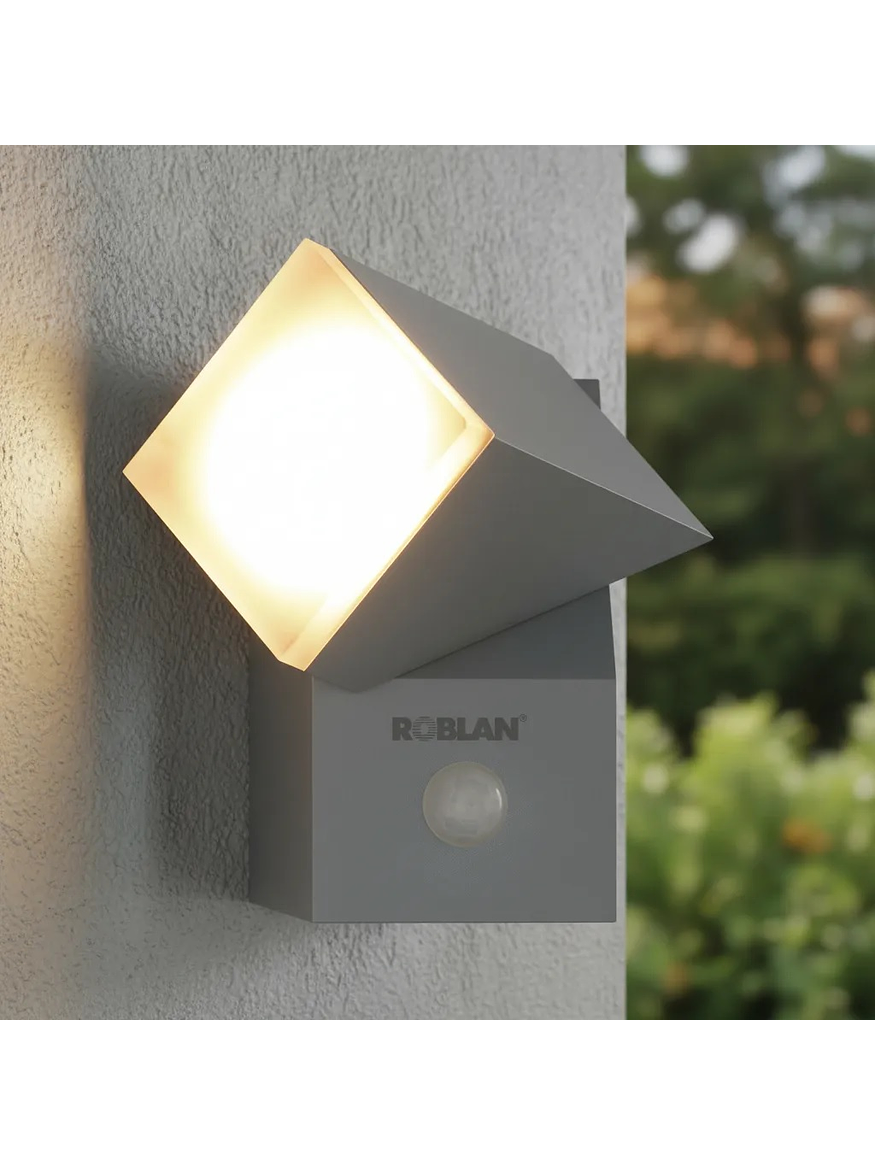 Aplique LED Exterior ZOA ROBLAN 8W Luz Cálida Sensor IP54 Plata 2