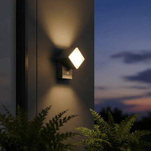 Aplique LED Exterior ROBLAN 8W con Sensor PIR Luz Cálida IP54 Plata