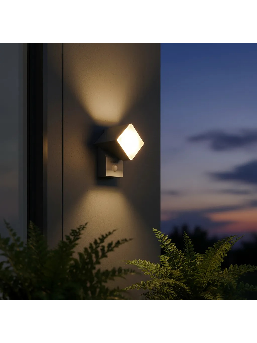 Aplique LED Exterior ZOA ROBLAN 8W Luz Cálida Sensor IP54 Plata 3