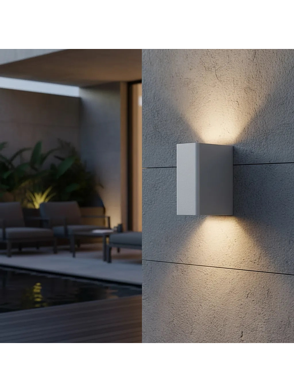 Aplique LED Exterior Bifocal 13W Luz Cálida IP54 Plata 5