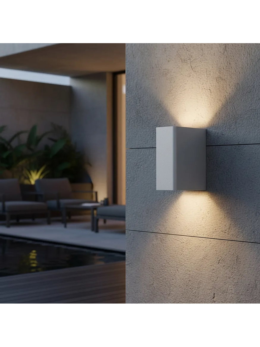 Aplique LED Exterior Bifocal 13W Luz Cálida IP54 Plata 5