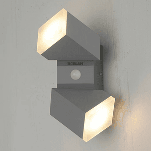 Aplique LED Exterior Bifocal 12,5W Luz Cálida con Sensor IP54 Plata