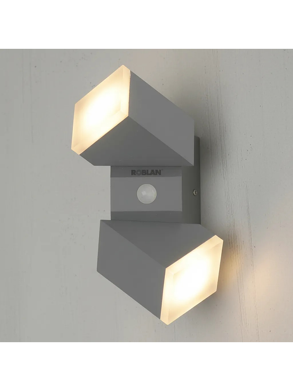 Aplique LED Exterior Bifocal 12,5W Luz Cálida con Sensor IP54 Plata 1