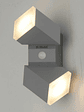 Aplique LED Exterior Bifocal 12,5W Luz Cálida con Sensor IP54 Plata - Miniatura 1