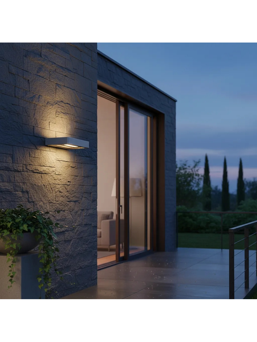 Aplique LED Exterior 11W Luz Cálida IP54 Plata 6