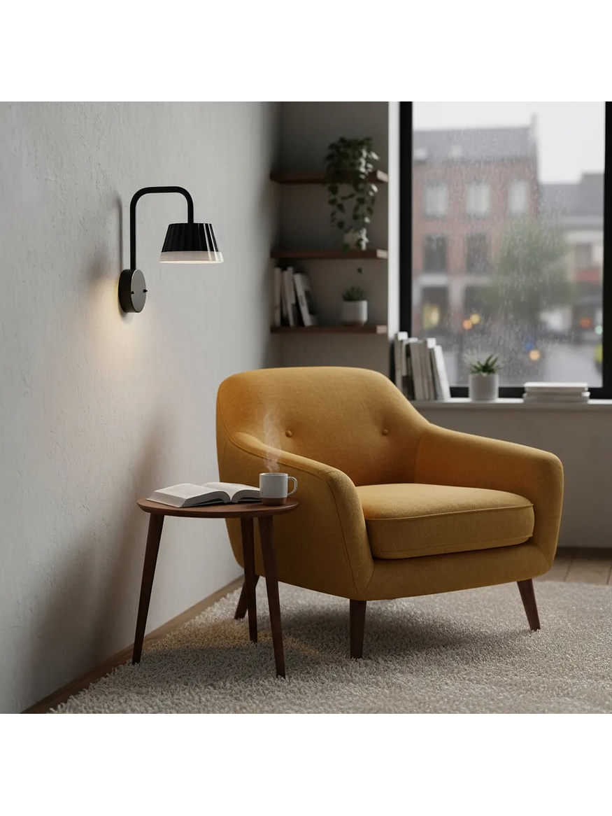 Aplique muro negro LED 10W 3000K IP54 Ø15cm 6