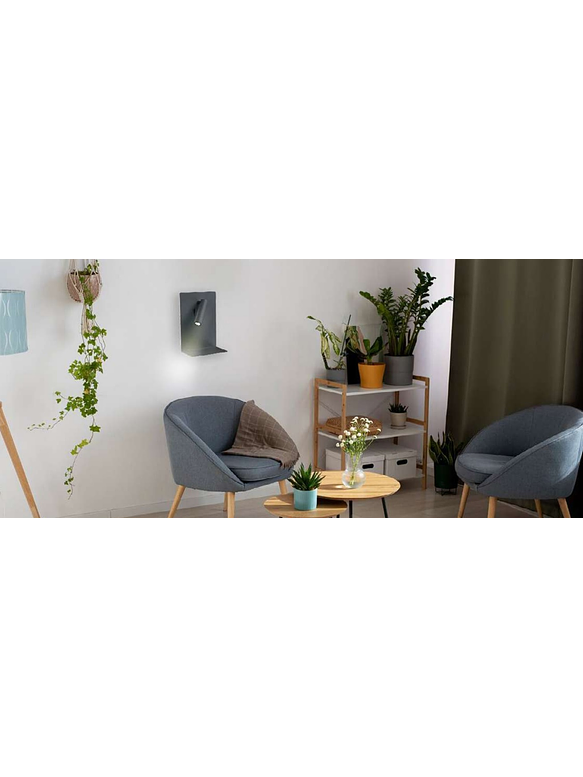 Aplique LED FIXION Lectura 3W+8W 3000K USB Negro 2