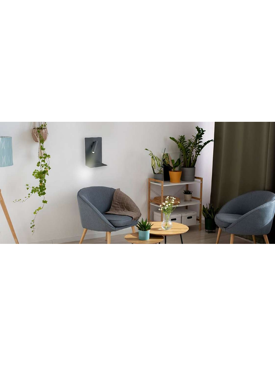 Aplique LED FIXION Lectura 3W+8W 3000K USB Negro 2