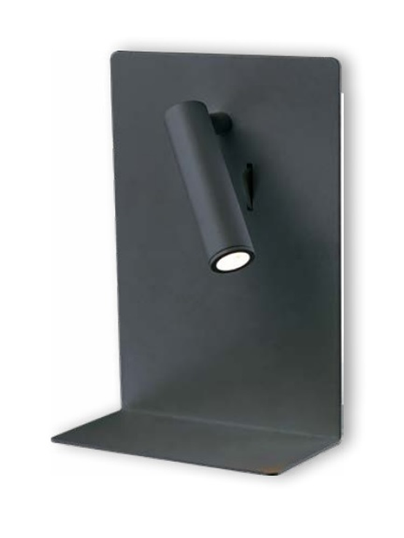 Aplique LED FIXION Lectura 3W+8W 3000K USB Negro 1