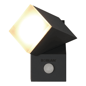 Aplique LED Exterior ZOA ROBLAN 8W Luz Cálida Sensor IP54 Gris oscuro
