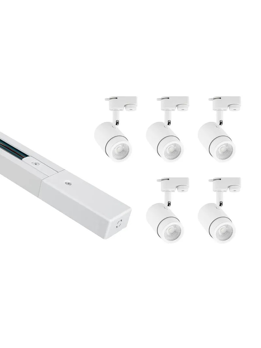 Kit Riel Monofásico 2 Metros + 5 Focos GU10 Cálida Blanco 1