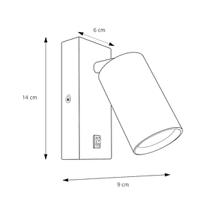 Kit 2 Apliqué Muro LED Negro con Switch Direccionable GU10