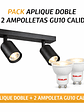 Kit Aplique Muro Doble Negro + 2 Ampolletas GU10 110° Luz Cálida ROBLAN - Miniatura 1